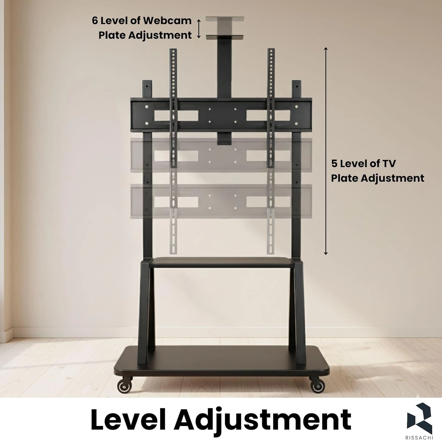 TV Trolly Stand Cart for 55–100 Inch LED/LCD TV | Height Adjustable | Lockable Wheels (YD-1800) view 2